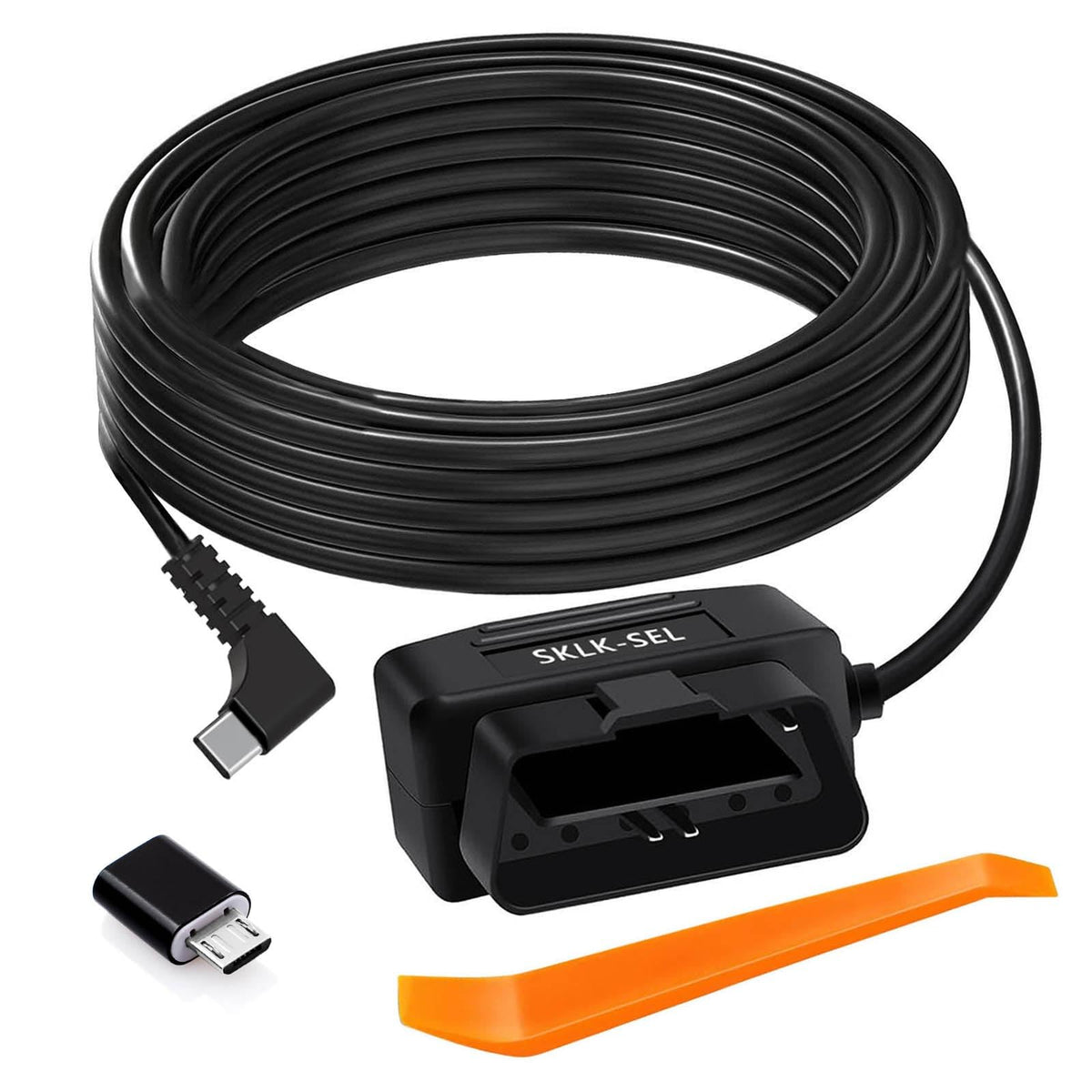 Dash Cam OBD Hardwire Kit Dash Camera USB Type C Hardwire Kit with OBD Power Cable for 12-24V to 5V/3A with Low Voltage Protection 24h Parking Surveillance/Acc Mode for Dashcam, GPS or Radar