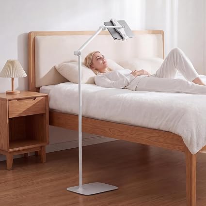 Tablet Floor Stand,Adjustable Height iPad Stand with Flexible Arm,360°Rotation Tablet Holder for Bed Couch,Universal Floor Phone Stand for 4.7"-13" iPhone iPad Pro Air Mini,Samsung Tab