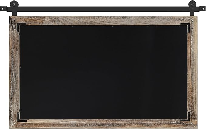 COGOOD Farmhouse Barn Door Mirror - 41" x 26" Rustic Wood Framed Wall Mirror for Bathroom, Living Room, Entryway Wall Decor (Striped Brown)