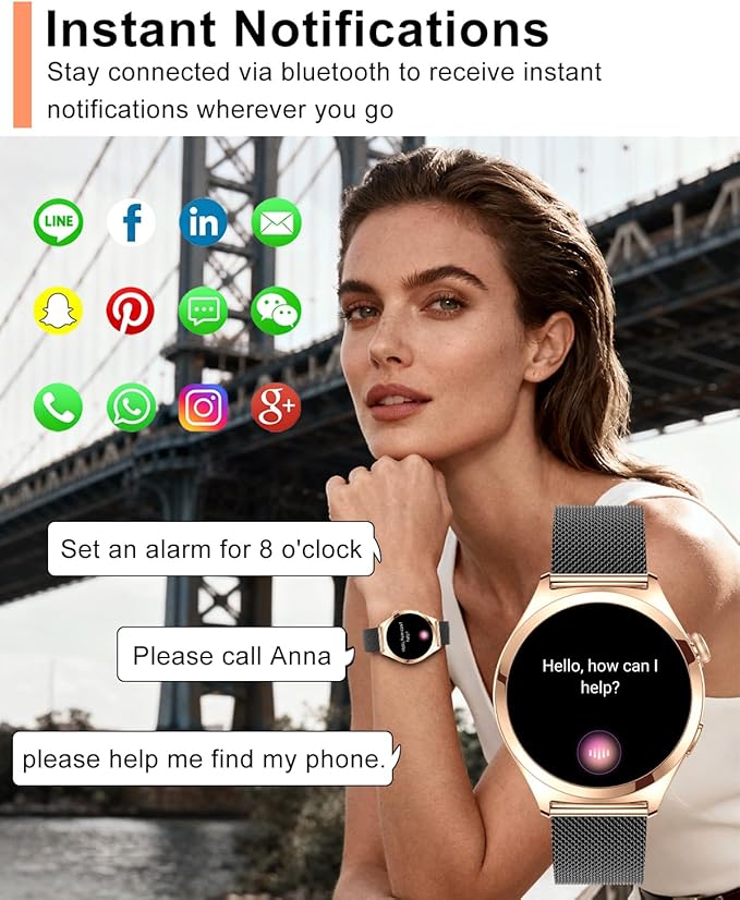 Smart Watches for Women, 1.27" TFT Touchscreen Smartwatch Answer/Make Call, Activity Fitness Trackers with 120+ Sports/HR/Sleep/SpO2 Monitor, IP68 Waterproof for Android iOS (Gold Black)