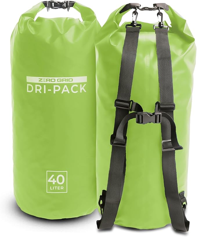 Zero Grid Waterproof Dry Bag - Floating Roll Top Drybag Keeps Dry 10L/20L/30L/40L Sizes for Backpacking, Kayaking, Boating, Camping, Fishing, Hiking, Made from Tough 500D Material