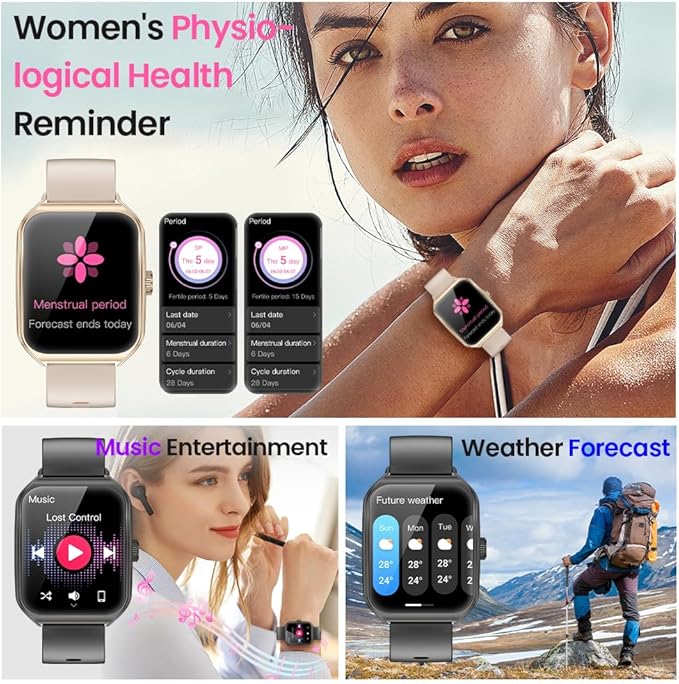 AOLON Smart Watches for Men Women, 1.83" HD Display with 3D Curved Glass, Metal Fitness Smart Watch with Heart Rate, SPO₂, Sleep & Stress Monitoring Fitness Tracker with Android & iOS（Rose Gold）