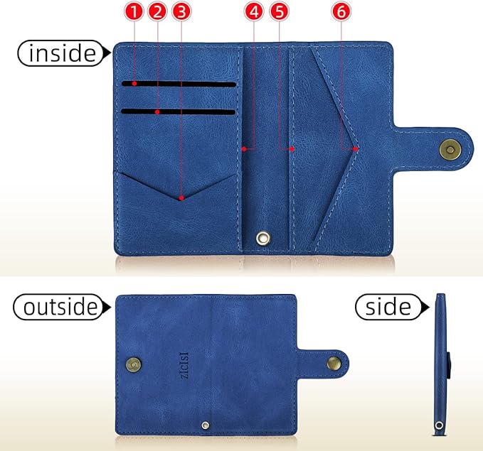 Phone Wallet Magnetic,Compatible with Apple Magsafe for iPhone 17/16/15/14 Pro Max/14 Pro/14 Plus/13/12 Series with 5 Card Holders/RFID Blocking,Vegan Leather,Light blue