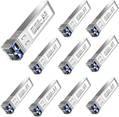 10Pack SFP+ LC 10GBase-LR Transceiver - 10G Single Mode Module, Compatible with Cisco SFP-10G-LR, Ubiquiti UF-SM-10G, Meraki, Mikrotik, Netgear, Aruba, TP-Link and More - 1310nm, SMF, 20km, DDM