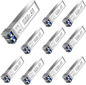 10Pack SFP+ LC 10GBase-LR Transceiver - 10G Single Mode Module, Compatible with Cisco SFP-10G-LR, Ubiquiti UF-SM-10G, Meraki, Mikrotik, Netgear, Aruba, TP-Link and More - 1310nm, SMF, 20km, DDM