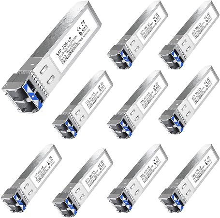 10Pack SFP+ LC 10GBase-LR Transceiver - 10G Single Mode Module, Compatible with Cisco SFP-10G-LR, Ubiquiti UF-SM-10G, Meraki, Mikrotik, Netgear, Aruba, TP-Link and More - 1310nm, SMF, 20km, DDM