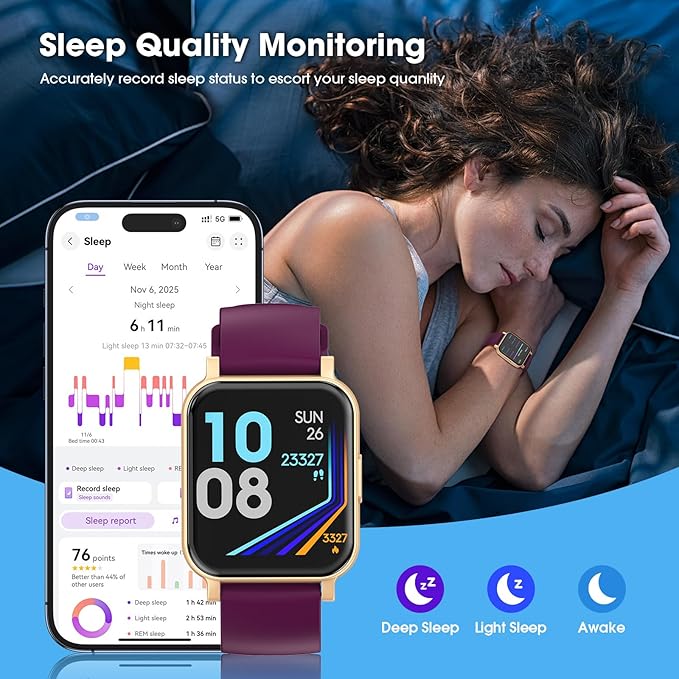 Fitness Tracker, Fitness Watch with Blood Oxygen, Heart Rate Monitor, Steps Calories Counter, Sleep Monitor, Pedometer IP68 Waterproof, Smart Watch for Android iPhones