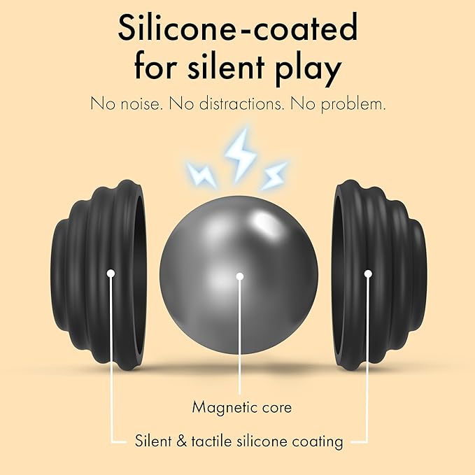 ONO Signets – Silicone Magnetic Balls with Textured Dimples, Bumps, and Waves | Fun to Play with Fidget Toy for Adults | Help Relieve Stress, Anxiety, Tension (Onyx, Set of 8)