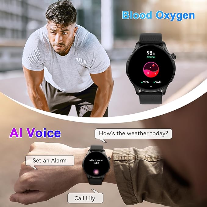 Smart Watch for Men Women Fitness: Waterproof Running Digital Mens Watches Step Pedometer Tracker Make Answer Call Smartwatch Android Phone iPhone Samsung Compatible SpO2 Sleep Heart Rate Monitor