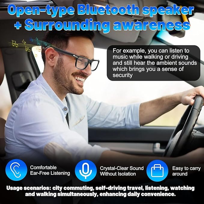 AI Translation Smart Glasses Pro with 138 Languages, Bluetooth Glasses Compatible with ChatGPT, Photochromic Lens with Open-Ear Speakers for Men Women, for Travel, Business, Driving