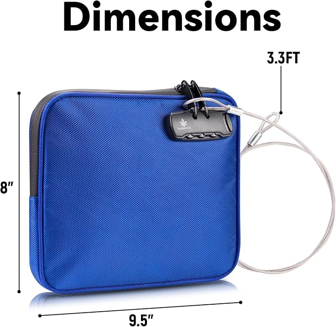 Beach Locking Bag, 9x7.5 Inch Portable Safe for Phone, Wallet, Keys | Anti-Theft Locking Travel Pouch for Pool, Vacation (Blue)