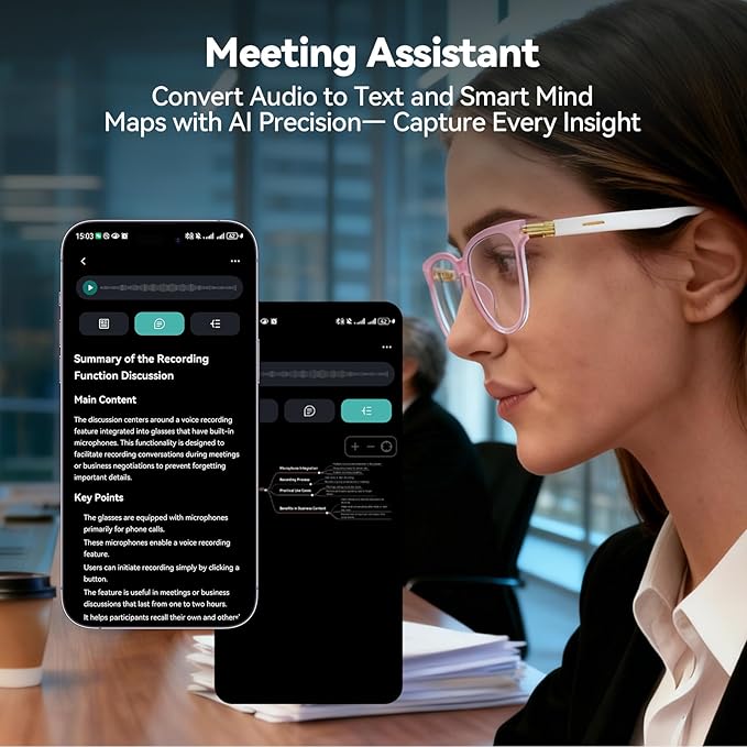AI Smart Glasses for Men & Women – Powered by ChatGPT, Real-Time Translation, Bluetooth Glasses with Photochromic Lens, Music & Hands-Free Calling, UV & Blue Light Protection, Thin Temples