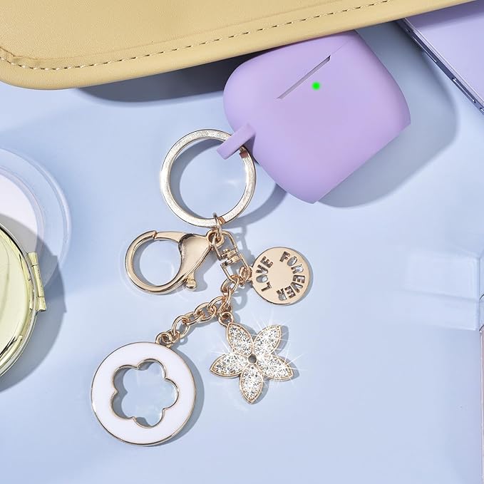 Case for Apple Airpods 4 - VISOOM Airpods 4 Cases 2024 Cover Women Anti-Drop Silicone iPods 4 Earbuds Wireless Accessorie Charging Cases Girl Bling Keychain for Airpod iPods 4th Generation