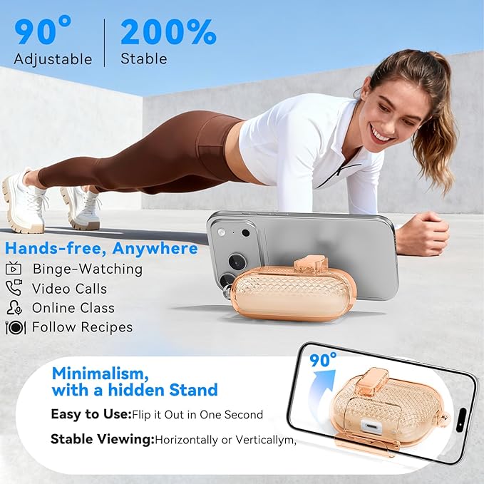 for AirPods Pro 3 Case 2025 with Phone Stand & Secure Lock, Auto-Open Clear Case Cover Compatible with Apple AirPods Pro 3rd Generation with Cleaning Kit & Keychain