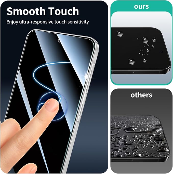 3*Privacy Screen Protector for Samsung Galaxy S24 FE/A56 with a Installation Alignment Aid, Anti-Spy Tempered Glass Film, Dark Private Black Protection, [Shatterproof][ Shockproof][Scratchproof]