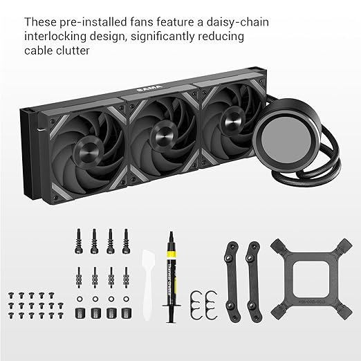 SAMA Q60 360mm AIO Liquid CPU Cooler, 2.8" LCD Display, Quiet FDB PWM Fans, High-Performance Pump, Intel LGA 1700/1851/1200/115X/2011/1366 & AMD AM5/AM4 Compatible ??Black