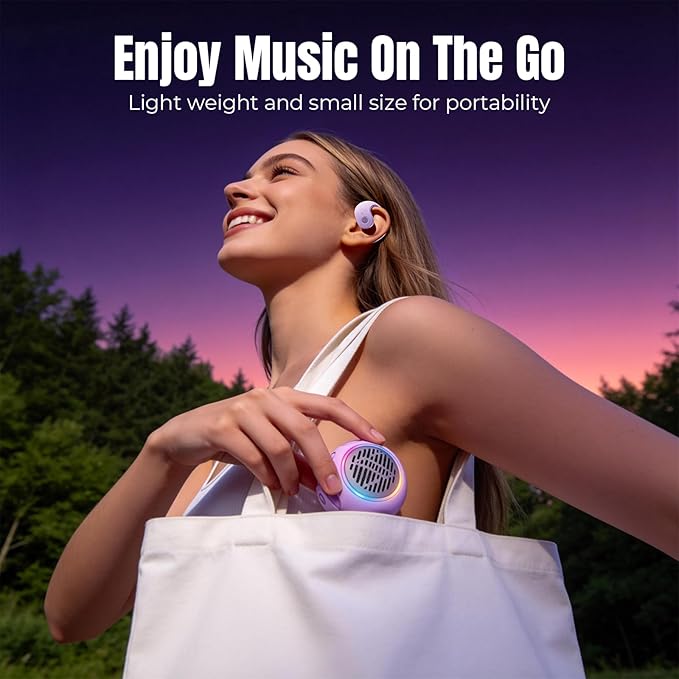 Open Ear Headphones Over the Ear Earbuds Wireless for Kids, Waterproof Small Mini Portable Bluetooth Speaker with Earbuds, OWS Hanging Earphones Air Bone Conduction Headphones 5.4 Bluetooth Headset