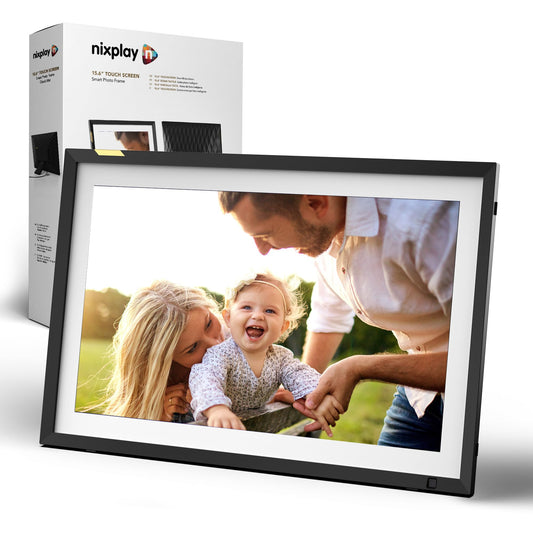 Nixplay Digital Touch Screen Picture Frame with WiFi - 15.6” Photo Frame, Connecting Families & Friends (Black/White Matte)
