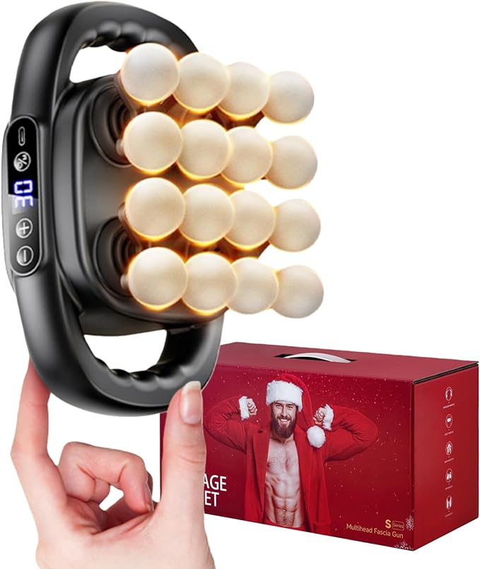 Mini 16 Head Massage Gun Set, 16-Drive 8-Head Massage Gun Deep Tissue with 30 Levels & 3Modes for Thighs, Arms, Waist, Back(S7 MINI AIR)