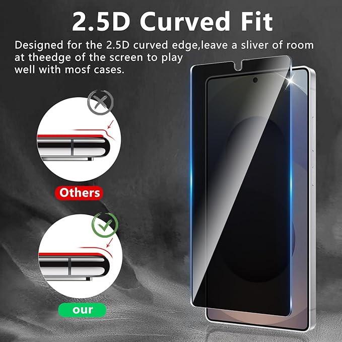 3 Pack Privacy Screen Protector Designed for Samsung Galaxy S25 Ultra,Full Coverage Anti-Spy Tempered Glass Film,9H Hardness,Anti-Fingerprint,Bubble Free,Easy to Install