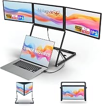 Laptop Triple Screen Extender, 14" Freestanding Triple Portable Monitor for Laptop, 1080P FHD IPS, 1 USB-C Connection for 4 Screens, Foldable Triple Screen for Work & Travel - Image 1