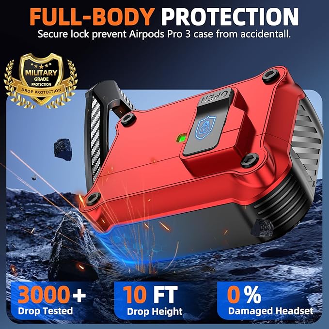Compatible with AirPods Pro 2nd/1st Case,Magnetic Automatic Lock with Cleaning Kit,Compatible with Magsafe Cover -red