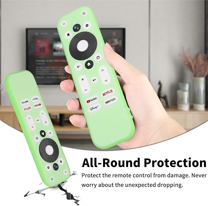 Silicone Remote Control Case Compatible with Onn 100024646 100026240 4K UHD Stick TV Box Remote Shockproof Protective Shell Cover with a Lanyard (Fluorescent Green)