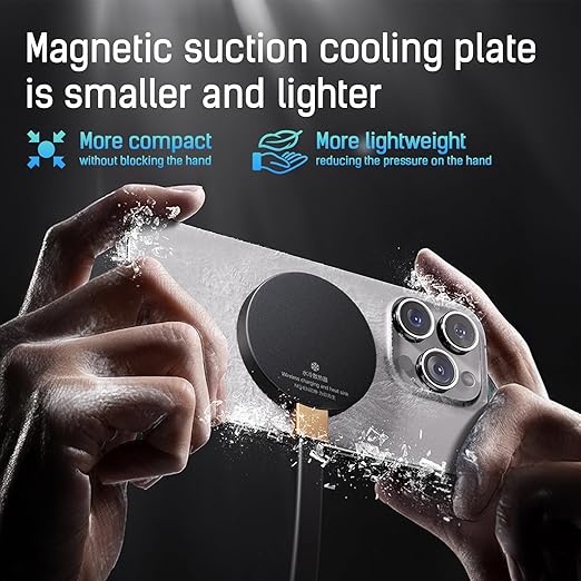 Magnetic Phone Cooler, Phone Cooler Phone, pad Cooler, Phone Radiator with Liquid Cooling,Freeze in 15s, noiseless Cooling,for Phone/Tablet/Pad (Don't Support Wireless Charging)