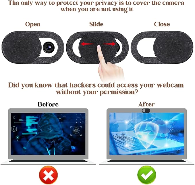 cobee 40 Pcs Webcam Cover, Laptop Camera Cover Slide Universal Camera Privacy Covers Slide Ultra-Thin Webcam Covers for Phone Computer Laptop Pad Protecting Privacy Security(Black)