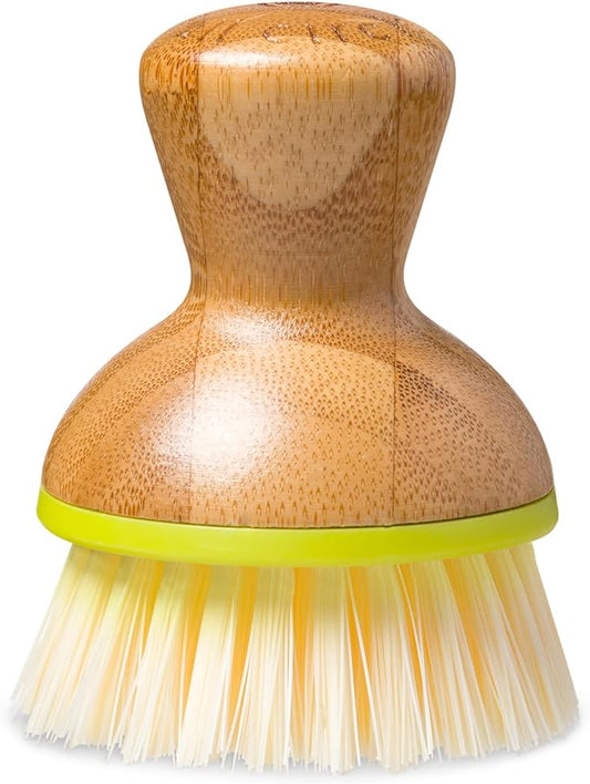 Full Circle Bubble Up Bamboo Dish Brush – Family Safe, Formaldehyde-Free–Ergonomic Palm Scrubber with Handle for Kitchen Cleaning, Dish Scrub Brush for Nonstick, Cast Iron & Sink, Green