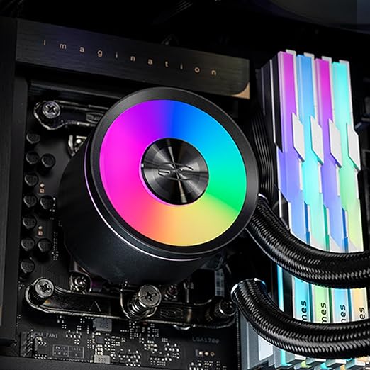 PCCOOLER ARGB CPU Cooler, 360mm AIO Water Cooling with 120mm Silent ARGB Fans, Infinite Halo Lighting, Compatible with Intel LGA 115X/1200/1700/20XX & AMD AM4/AM5(CPS DA360 Pro)