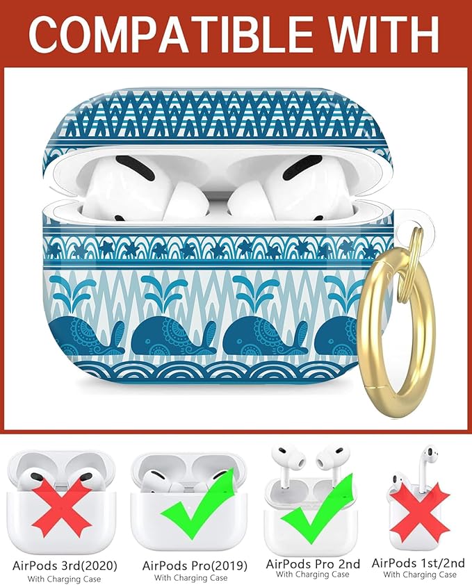 Compatible with Airpod Pro 2nd/1st Generation,Full Protection Cover for Women,Accessories Hard Case Portable & Shockproof for Airpod Pro 2nd Charging Case 2023/2022/2019(Cute Starfish Turtles)