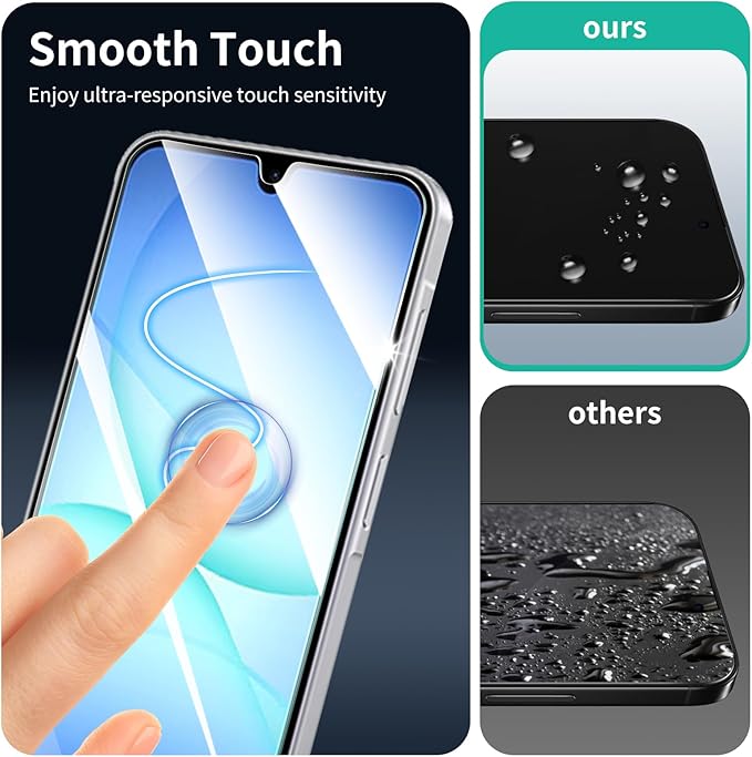 Screen Protector & Camera Lens Protector for Samsung Galaxy A17, Double Shatterproof HD Tempered Glass, High Light Transmittance, 9H Hardness Anti-Scratch Impact-Protection Case-Friendly, 3 Pack Each