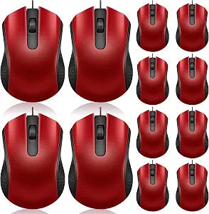 Hoteam 12 Pcs Wired Mouse Bulk, USB Ergonomic Computer Mice,Red