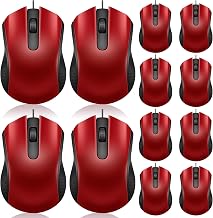 Hoteam 12 Pcs Wired Mouse Bulk, USB Ergonomic Computer Mice,Red - Image 1