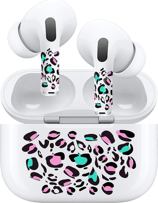 ROCKMAX Leopard Print Skin Set for AirPods, Earbud + Charging Case Stickers with Applicator & Spare, Universal Fit for AirPods 1/2/3/4 & Pro/Pro 2/Pro 3, Removable, Water-Resistant, No Interference
