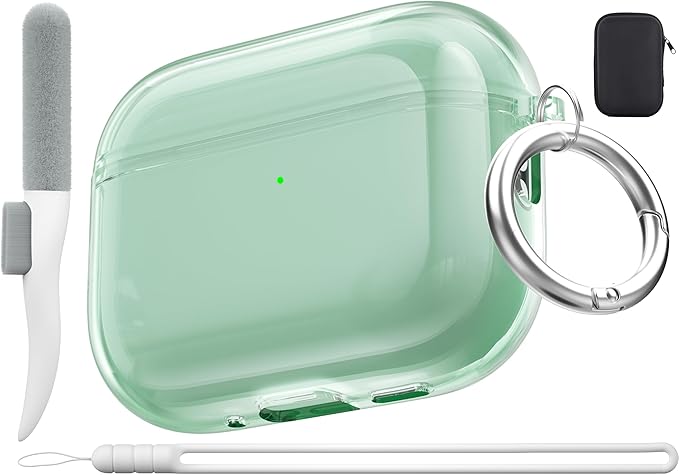 Valkit for Airpods Pro 3 Case Clear with Cleaner Kit | Soft TPU Airpods Pro 3 Generation Case | Protective Cover Shockproof | iPods Pro 3 Cases | for Air pods Pro Gen 3 2025(Clear Green)
