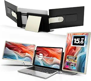 domyfan 15.6" Laptop Screen Extender, 120% sRGB FHD 1080P IPS Triple Portable Laptop Monitor Extender with Type-C USB HDMI Plug-Play for Mac, Windows, Chrome, Android, Fits All Laptops