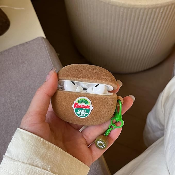 SGVAHY for AirPods Pro Case with Keychain Cute 3D Cartoon Kiwi Fruit Pattern Design Soft Silicone Cover for Women Girls Anti-Fall Shockproof Protective Case for AirPods Pro 2nd 1st Generation