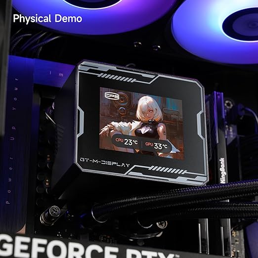 PCCOOLER Liquid CPU Cooler ARGB Display, 360mm AIO with 2.8-Inch LCD Screen, Ceramic Bearing Pump, 3×120mm ARGB PWM Fans, Aluminum Radiator, Intel LGA 1851/1700 & AMD AM5 Compatible(GT360M Black)