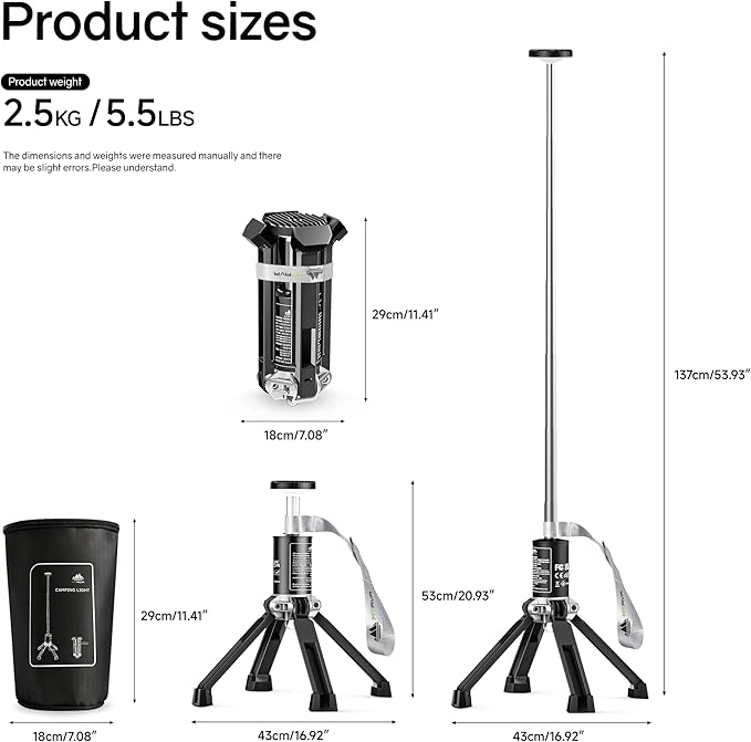 Telescopic Camping Light — Rechargeable Outdoor Lantern with Long Runtime, Adjustable Height, Stable Aluminum Design for Camping, Emergency & Night Use