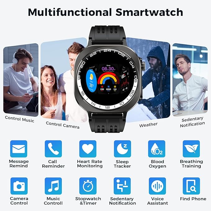 2026 Smart Watch, 1.43" Bluetooth 5.4 Call AMOLED Smartwatch for Men Women, 130+ Sports Modes, 60+Days Flashlight, 24/7 Heart Rate/Sleep Monitor, IP68 Waterproof Fitness Watch Tracker for Android iOS