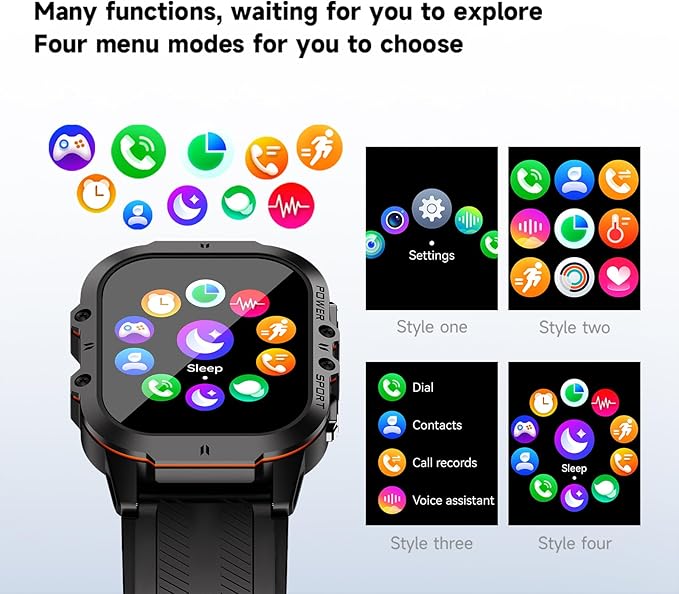 Smart Watches for Men, 1.96" HD AMOLED, Rugged Military (Answer/Calls/Dial) Fitness Tracker, Extra-Long Battery Life, AI Assistant/Sleep Monitor, 100+ Sport Modes, Black & Orange