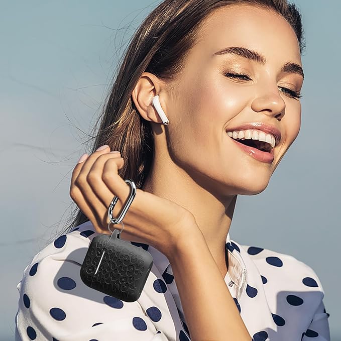 for Airpod Case &2nd Generation Leropard Engraved Skin Cover Compatible with Apple AirPods 2nd/1st Charging,Cute Soft Silicone Full Protective, Front LED Visible, Black