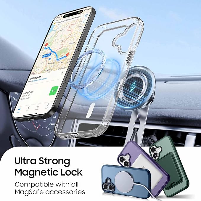Magnetic for iPhone 17 Clear Case with Black Detachable Wallet, Compatible with MagSafe, Credit Card Holder with Slim Shockproof Protective Phone Cover