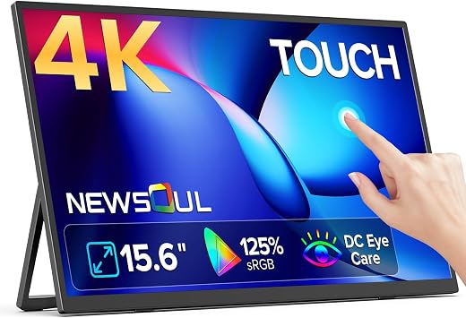 4K Portable Monitor Touchscreen 15.6'', 3840x2160 125% sRGB Laptop Monitor