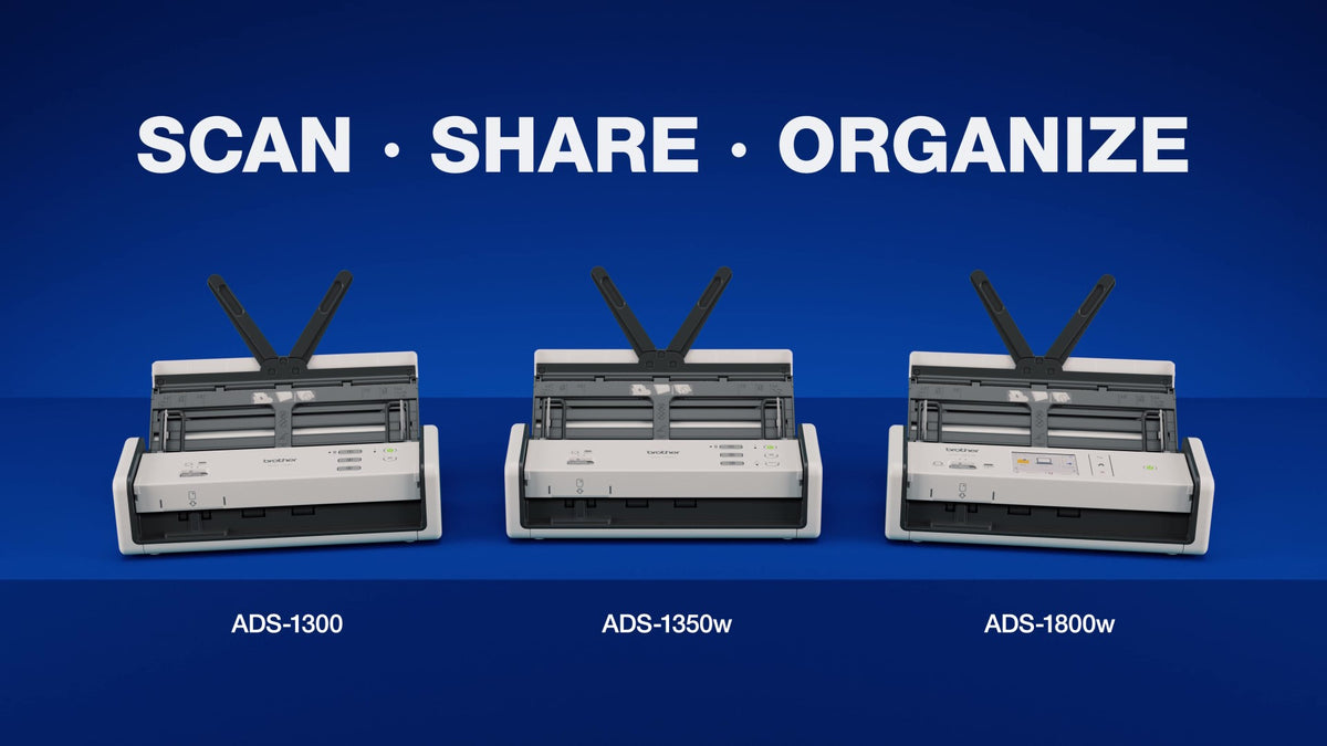 Brother ADS-1300 Compact Desktop Scanner | Scan Speeds of Up to 30ppm | Single Pass Double-Sided Scanning