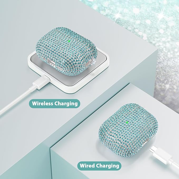 Bling Airpods iPods Pro 3 Case Cover 2025, VISOOM Rhinestone Airpods Pro 3 Cases Cute Glitter Jewelry Airpod iPod Pro3 Cases for Sparkly Apple AirPods iPods Pro 3rd Gen Case with Keychain for Women