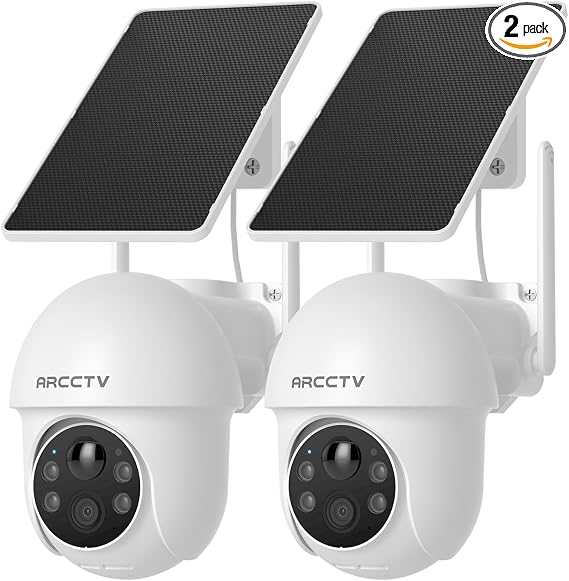 ARCCTV Solar Security Cameras Wireless Outdoor, 2 Pack