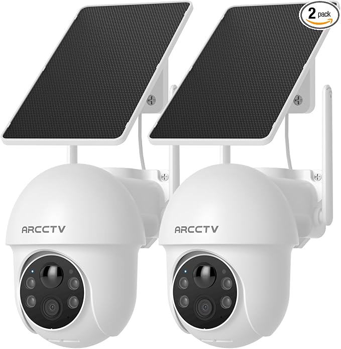 ARCCTV Solar Security Cameras Wireless Outdoor, 2 Pack